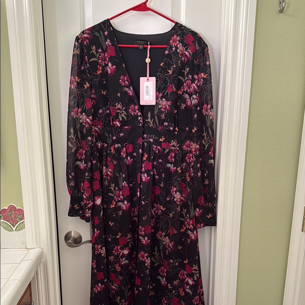 Ted Baker Floral Black and Pink Dress